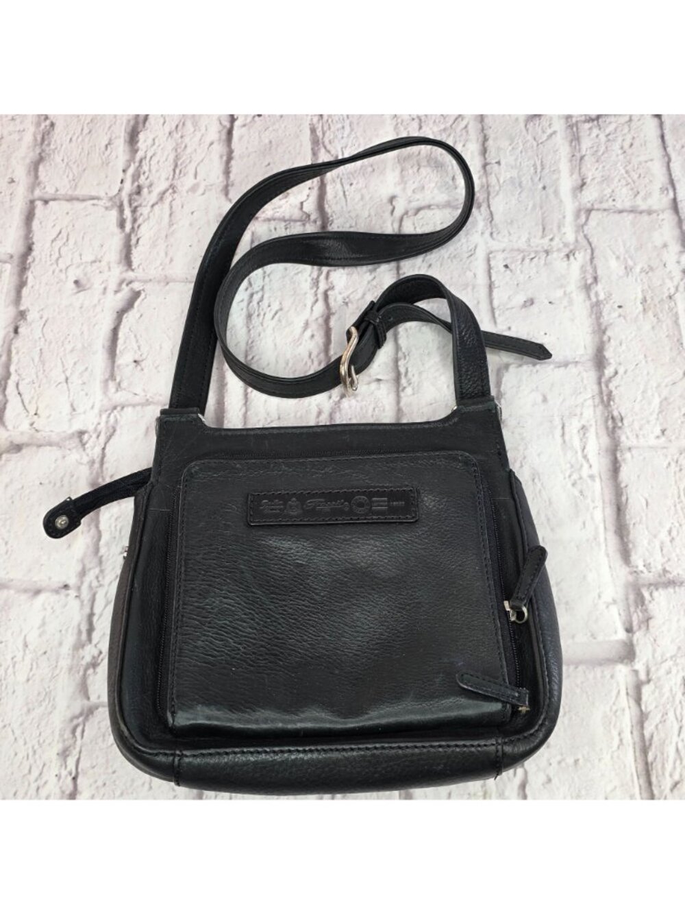 Vintage Fossil Crossbody Purse Womens Side Bag Satchel Black Pebbled Leather - Picture 2 of 12